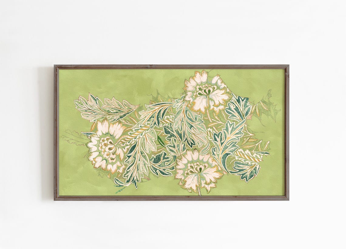 Green Botanical Floral Design Vintage Leaf Pattern Decor Wall Art - Image 2