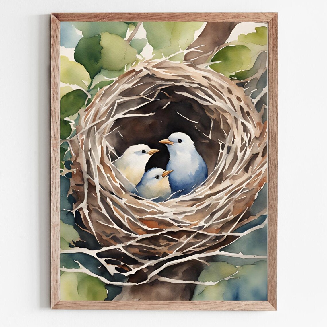 Bird Nest Painting Spring Birds Watercolor Art Print