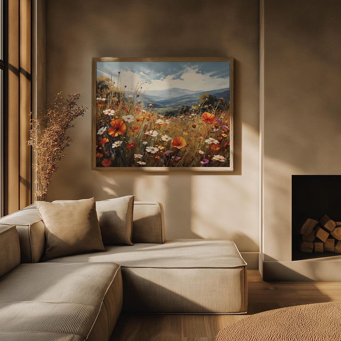 Wildflower Mountain Meadow Painting Poppy Daisy Field Nature Poster - Image 3