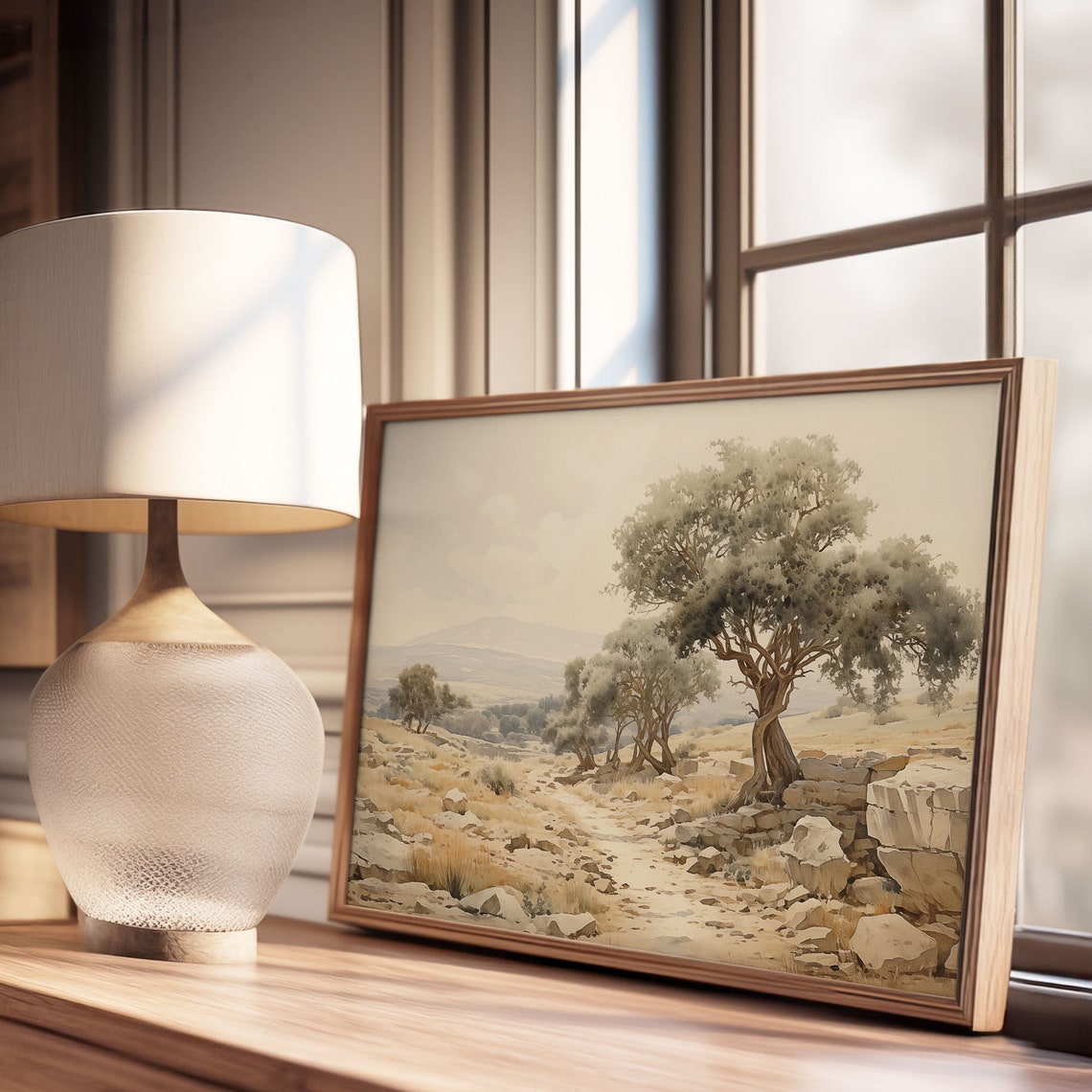 Rustic Olive Grove Rocky Path Golden Countryside Landscape Poster - Image 3