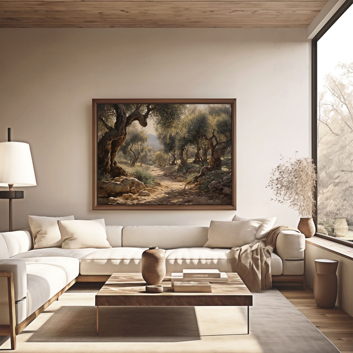 Ancient Olive Tree Grove Rocky Path Sunlight Oil Painting Poster - Image 4