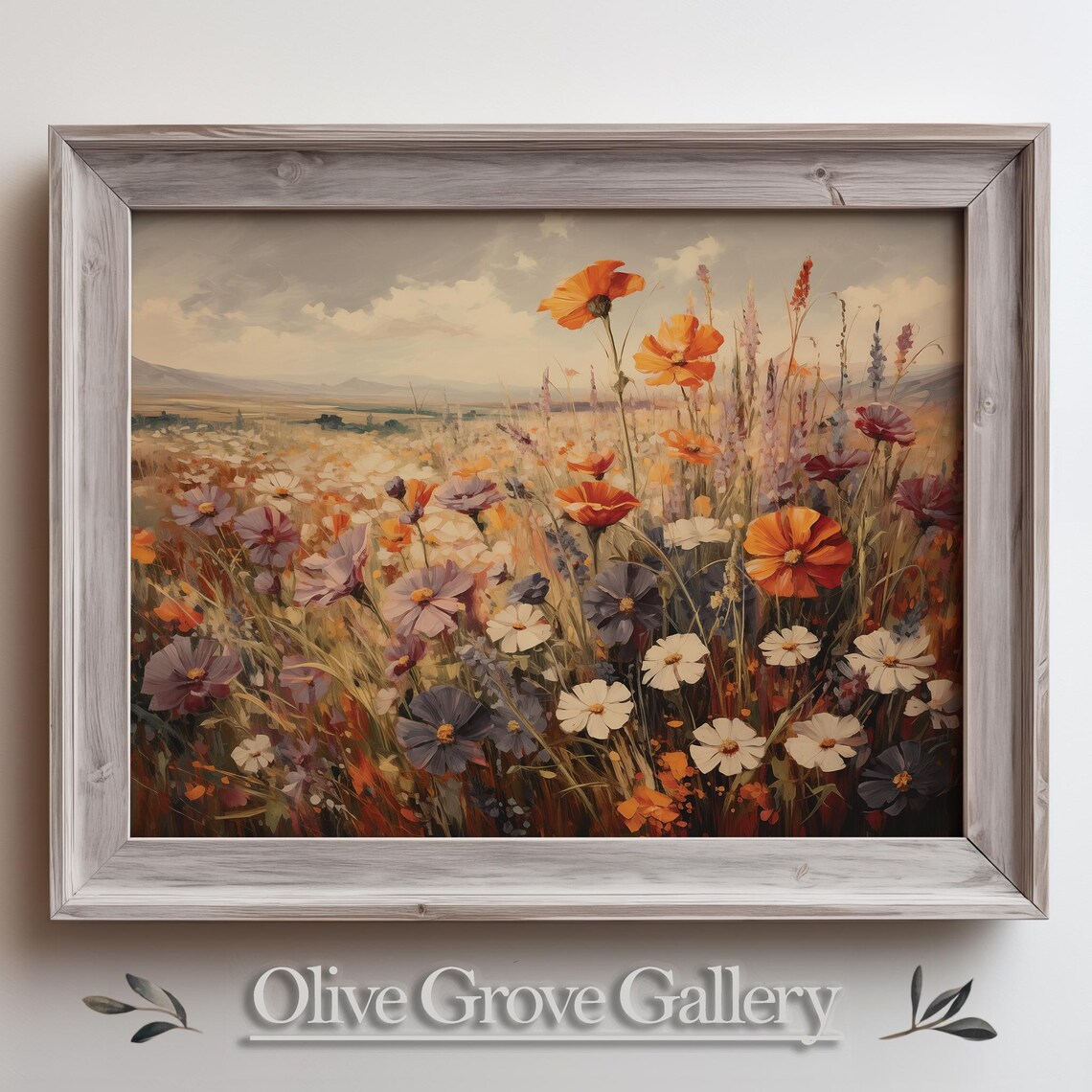 Wildflower Field Poppies Cosmos Rustic Farmhouse Decor Art Poster