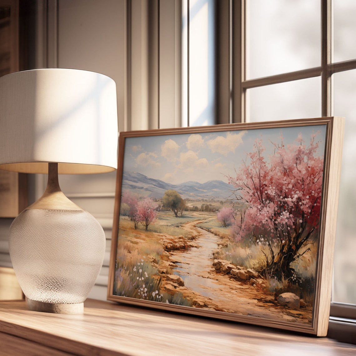 Blooming Cherry Trees By A Mountain Creek Vintage Spring Poster - Image 3