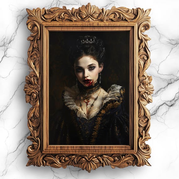Young Vampire Painting Poster, Gothic Dark Fantasy Portrait