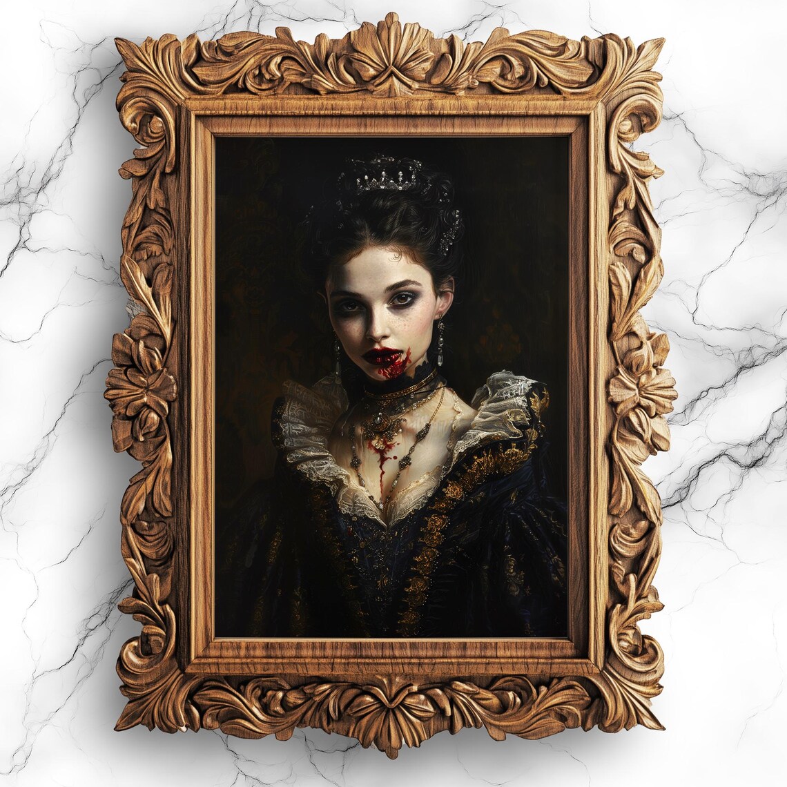 Young Vampire Painting Poster, Gothic Dark Fantasy Portrait