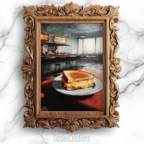 Grilled Cheese Sandwich Retro Diner Oil Painting Food Art Poster