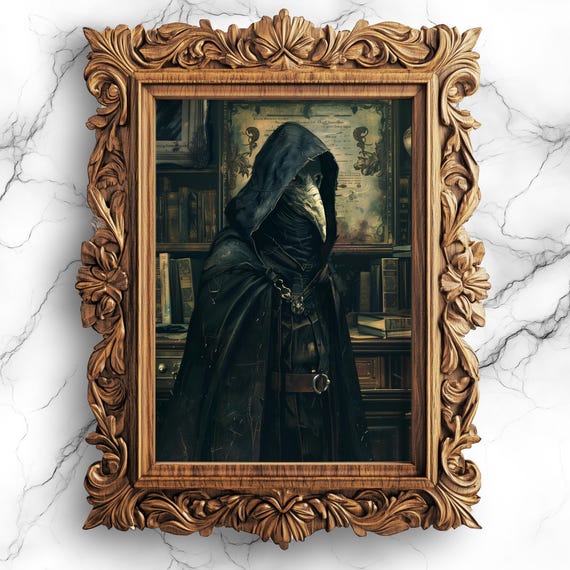 Victorian Plague Doctor Portrait Gothic Wall Art Poster Antique Medical Decor Creepy Vintage Artwork Halloween Decoration Prt5