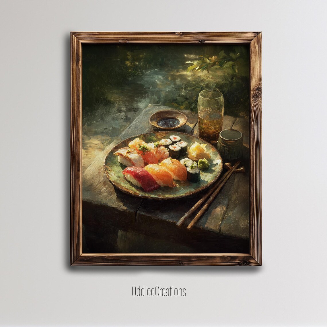 Sushi Wall Art Print, Moody Japanese Food Decor