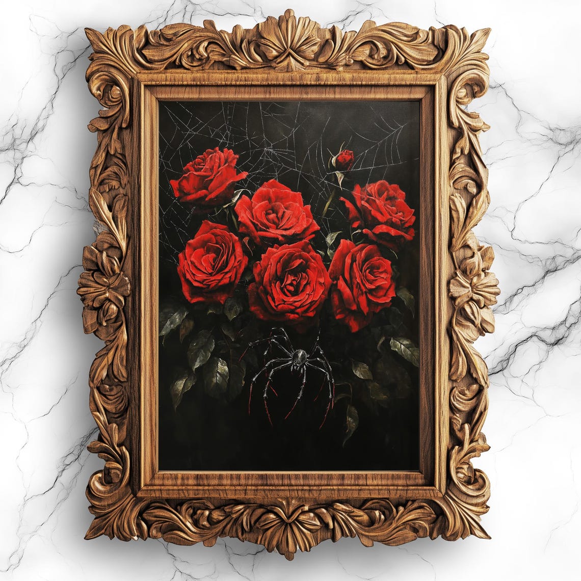Roses With Spider Art Macabre Floral Decor Creepy Wall For Gothic Dark Home Flw14