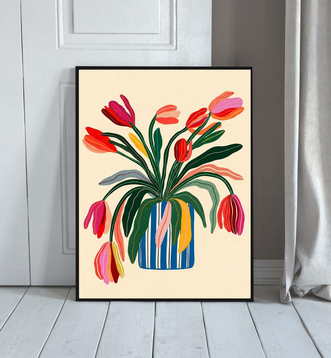 Colorful Tulip Art Print, Contemporary Botanical Decor
