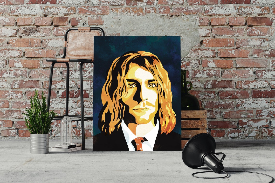 Kurt Cobain Golden Pop Art Portrait Nirvana Frontman Music Poster - Image 2