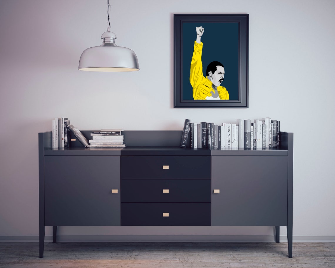 Freddie Mercury Yellow Jacket Raised Fist Iconic Pose Poster - Image 2