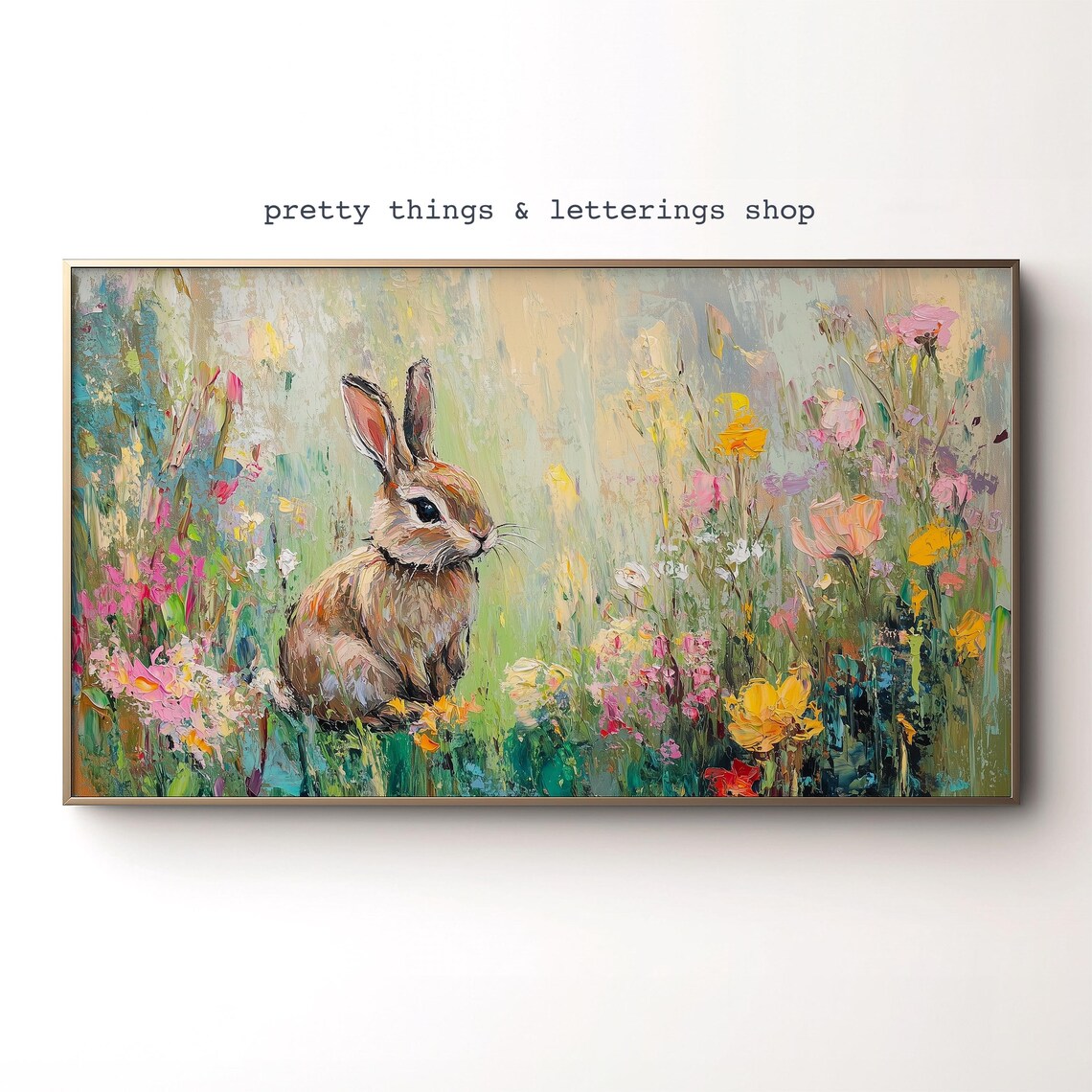 Easter Spring Floral Bunny Rabbit Art Print
