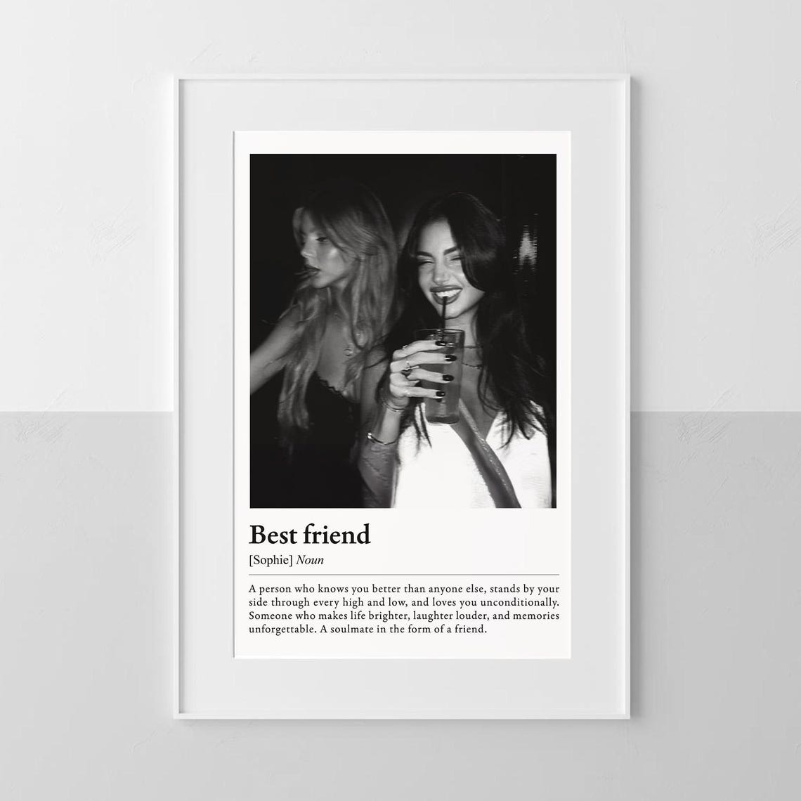 Custom Best Friend Definition Poster with Black and White Photo