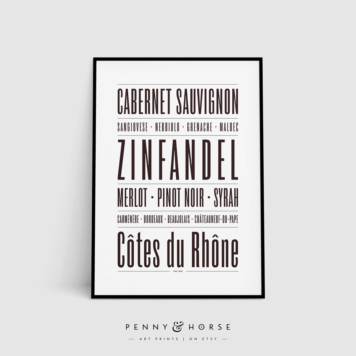 Red Wine Type Print, Wine Lover Kitchen Decor