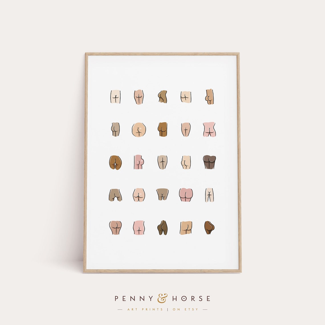 All Bums Welcome Peachy Funny Body Positive Bathroom Art Poster