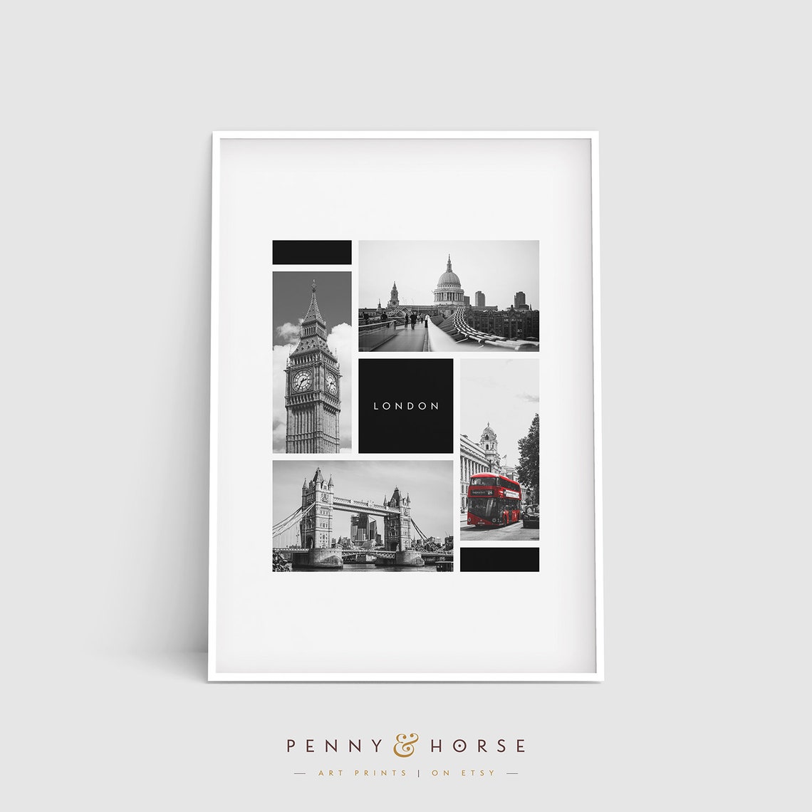 London Landmarks Montage Big Ben Tower Bridge Red Bus Photo Poster - Image 4