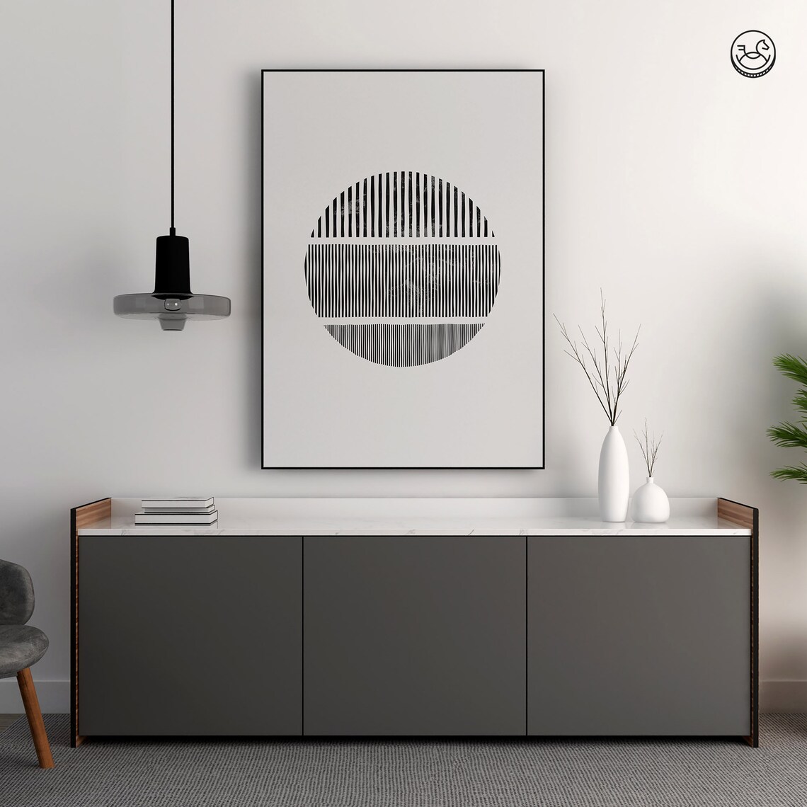 Geometric Monochrome Wall Art Black White Abstract Line Print Muted Home Decor Minimal Scandi Print Modern Art - Image 4