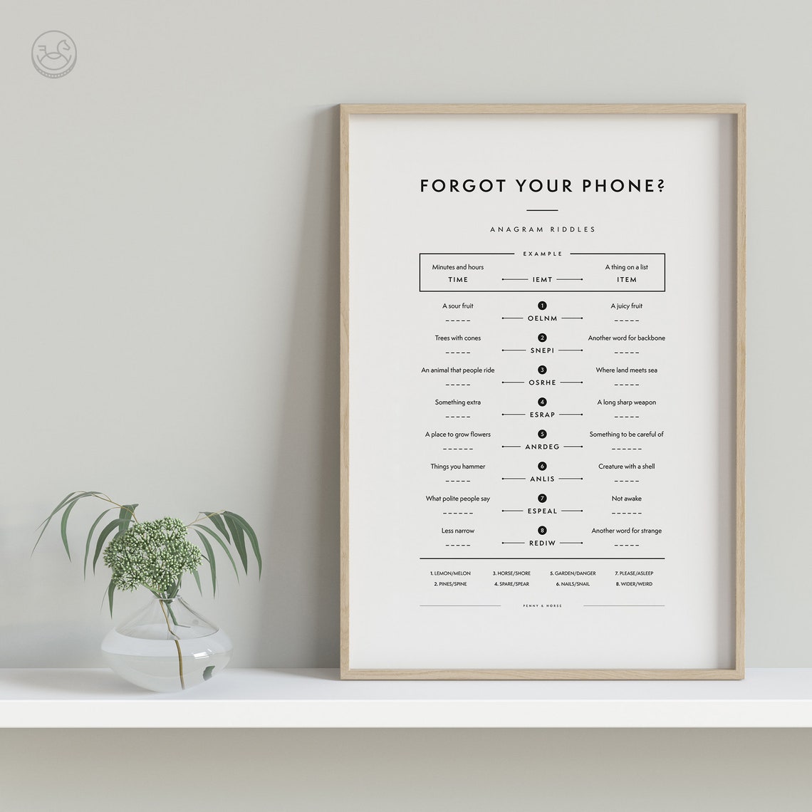 Forgot Your Phone Bathroom Word Search Anagram Riddles Print Set - Image 2