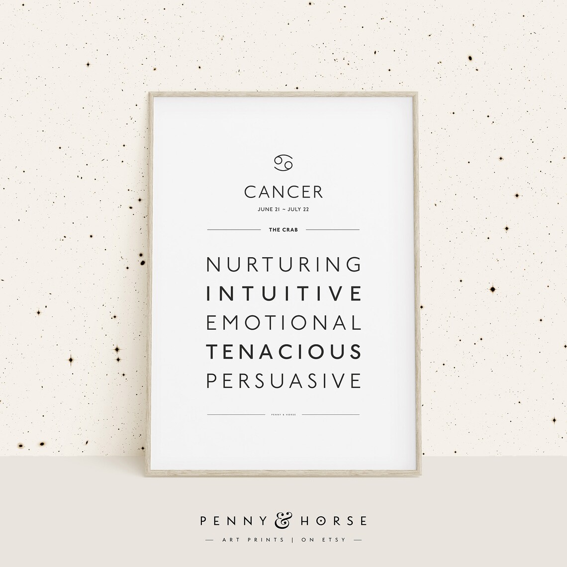 Cancer Zodiac Traits The Crab Star Sign Quote Poster White Minimalist