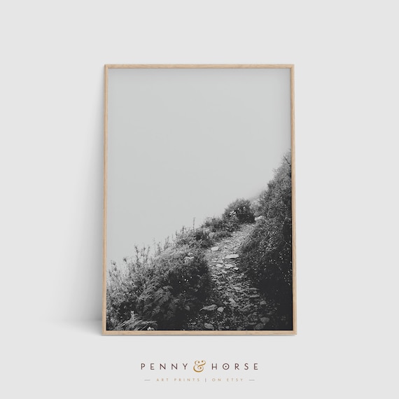 Mountain Path Print Serene Wall Art Photography Tranquility Wall Decor Path Decor Art Black And White