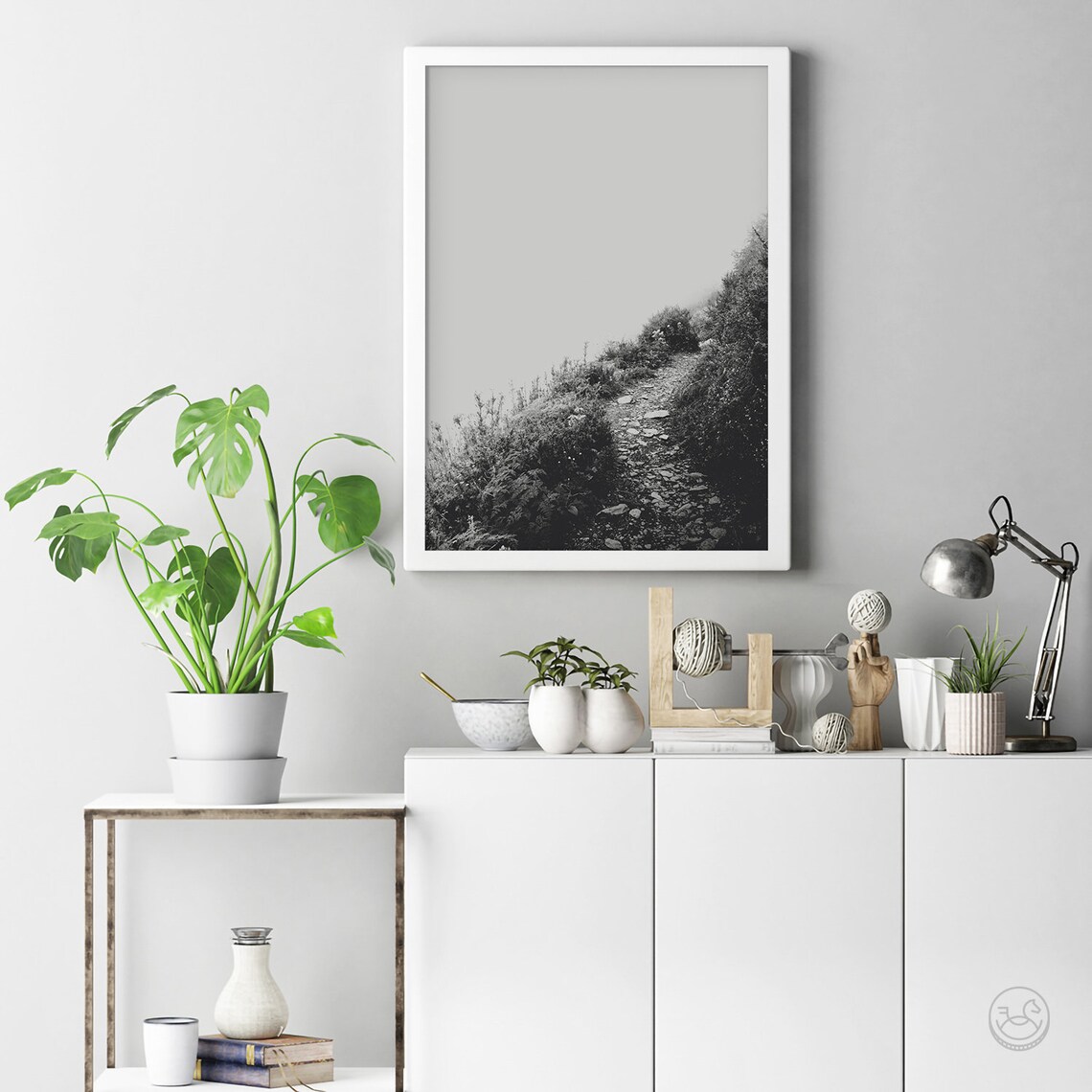 Mountain Path Print Serene Wall Art Photography Tranquility Wall Decor Path Decor Art Black And White - Image 3