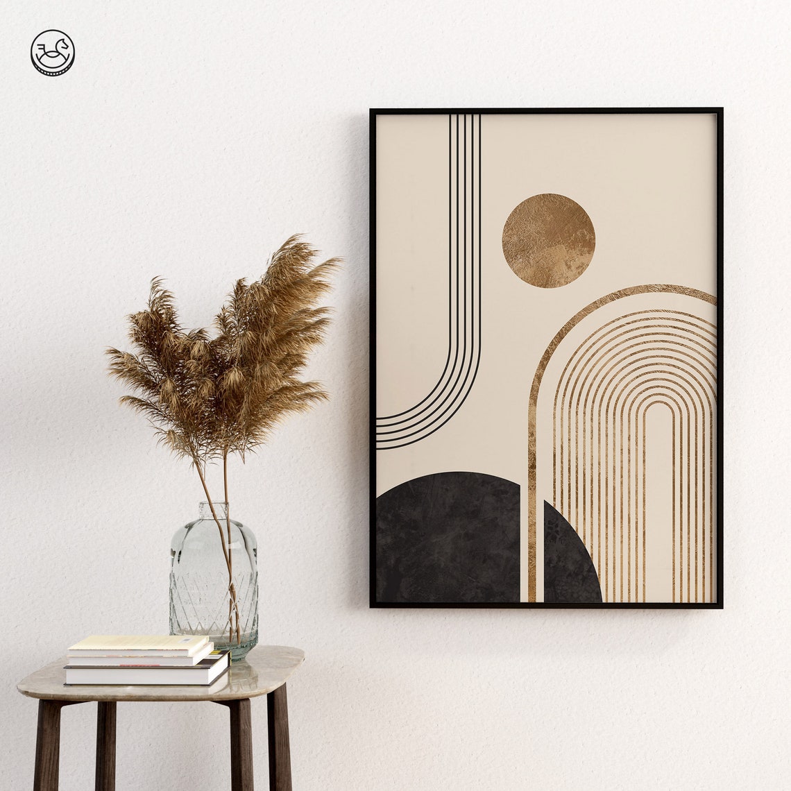 Gold Geometric Abstract Boho Decor Neutral Modern Shapes Art Poster - Image 4