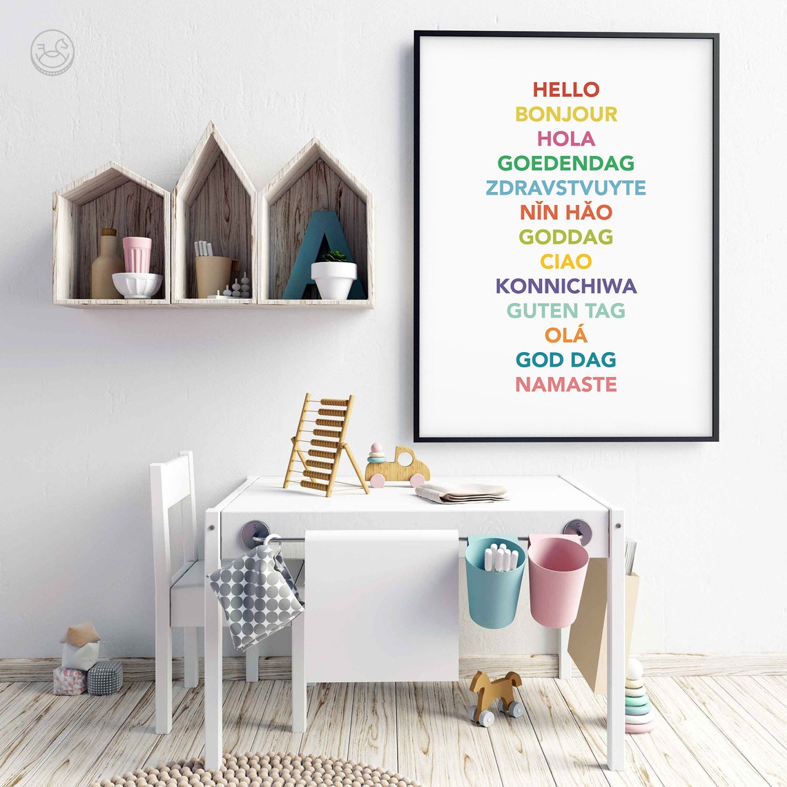 Hello in Many Languages Colorful Multilingual Typography Poster - Image 2