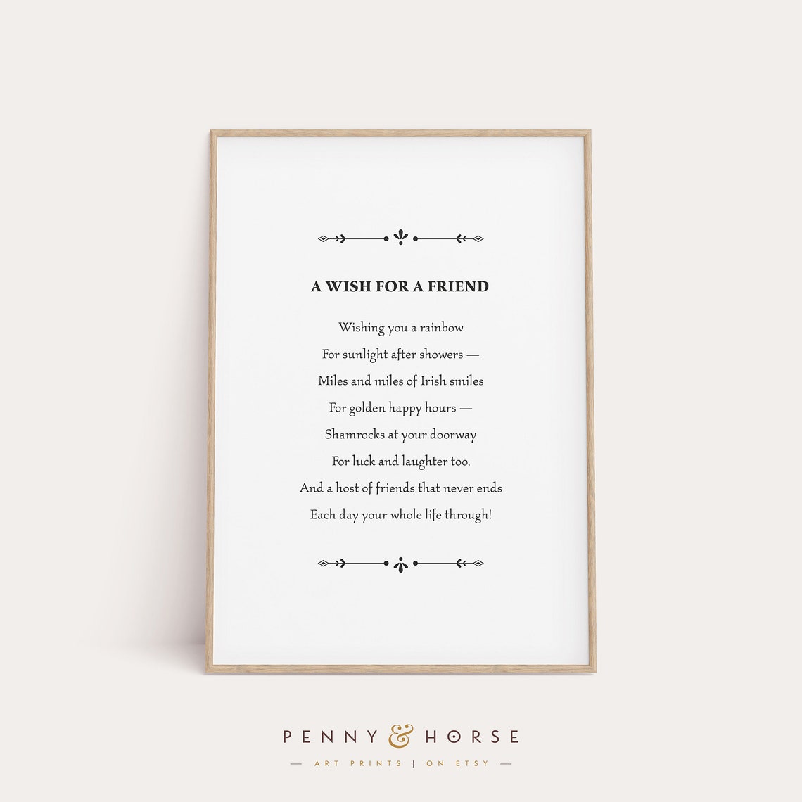 Irish Wish For A Friend Blessing Poem Vintage Typography Poster