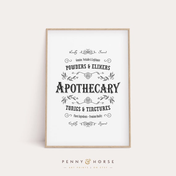 Vintage Bathroom Apothecary Sign Art Print