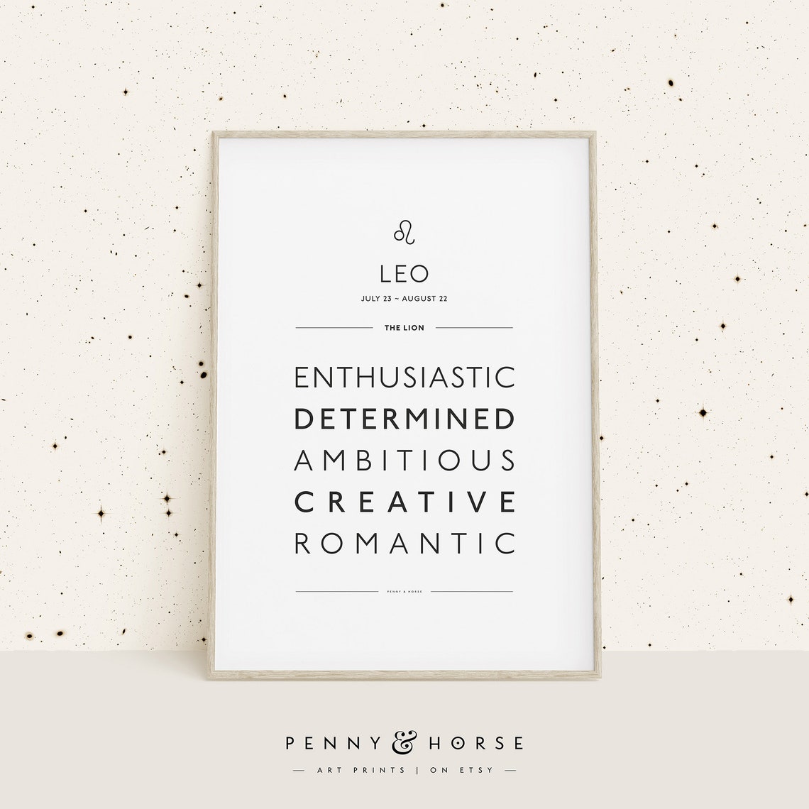 Leo Zodiac Traits Poster July August Dates Lion Star Sign Home Decor