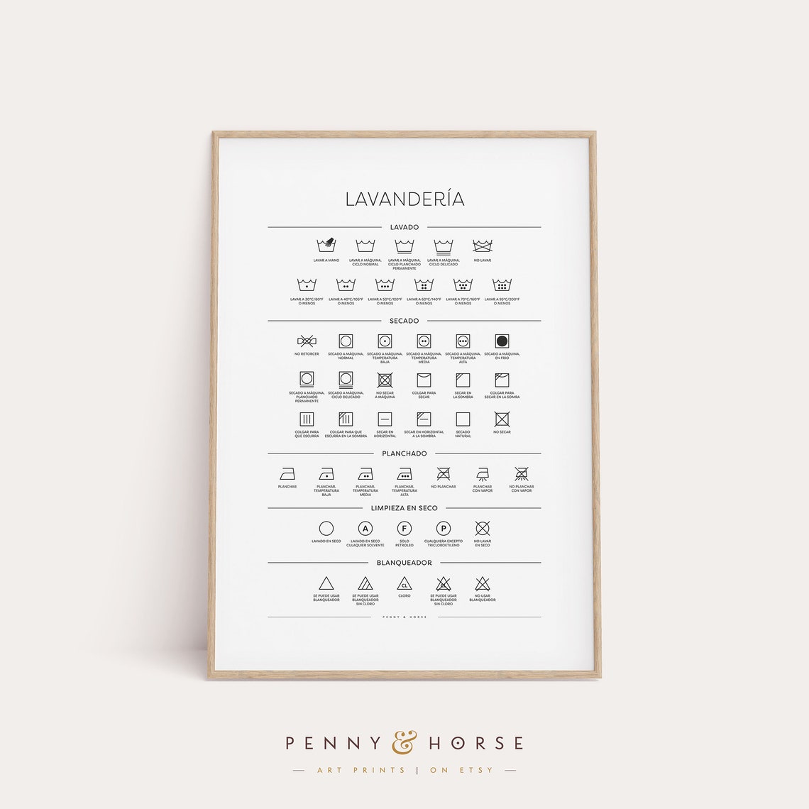 Spanish Laundry Symbols Guide Chart Lavanderia Reference Poster