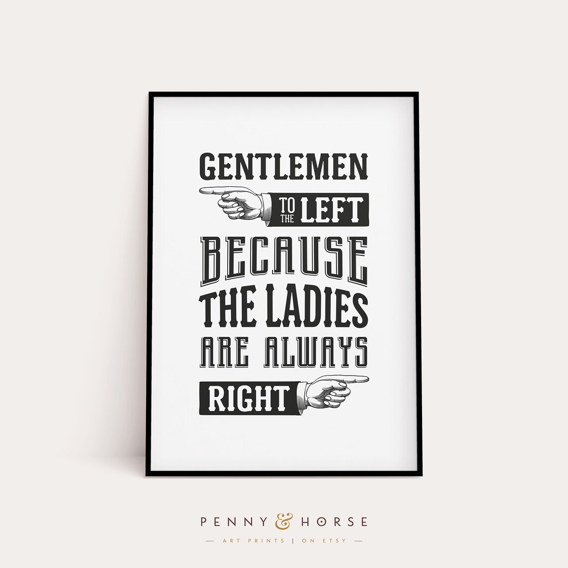 Gentlemen To The Left Ladies Always Right Poster Funny Bathroom Decor