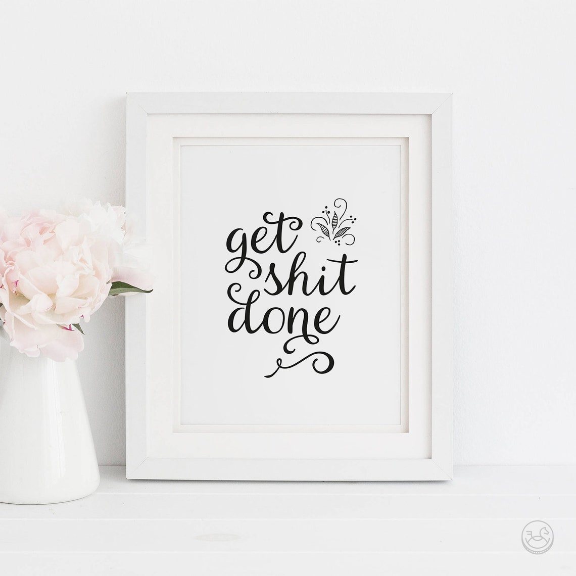 Get Shit Done Motivational Calligraphy Quote Black White Poster - Image 4