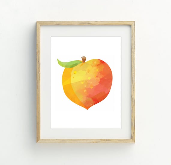 Peach Fruit Minimalist Kitchen Wall Art, Art Print