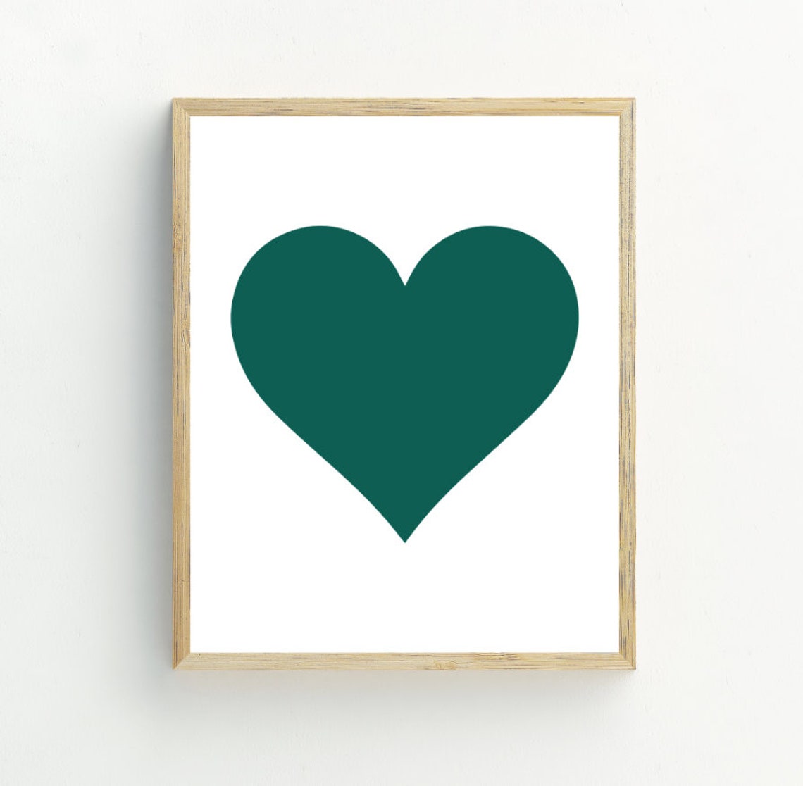 Emerald Green Heart Minimalist Love Modern Valentine Wall Art Print