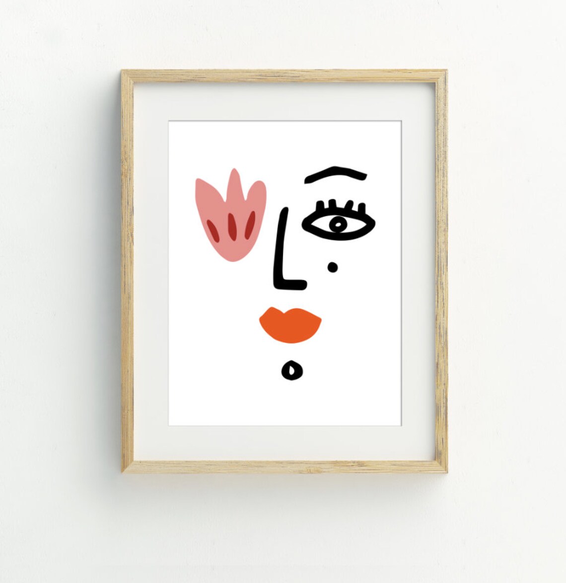 Abstract Face Art Print, Black and White Minimalist Decor - Image 2