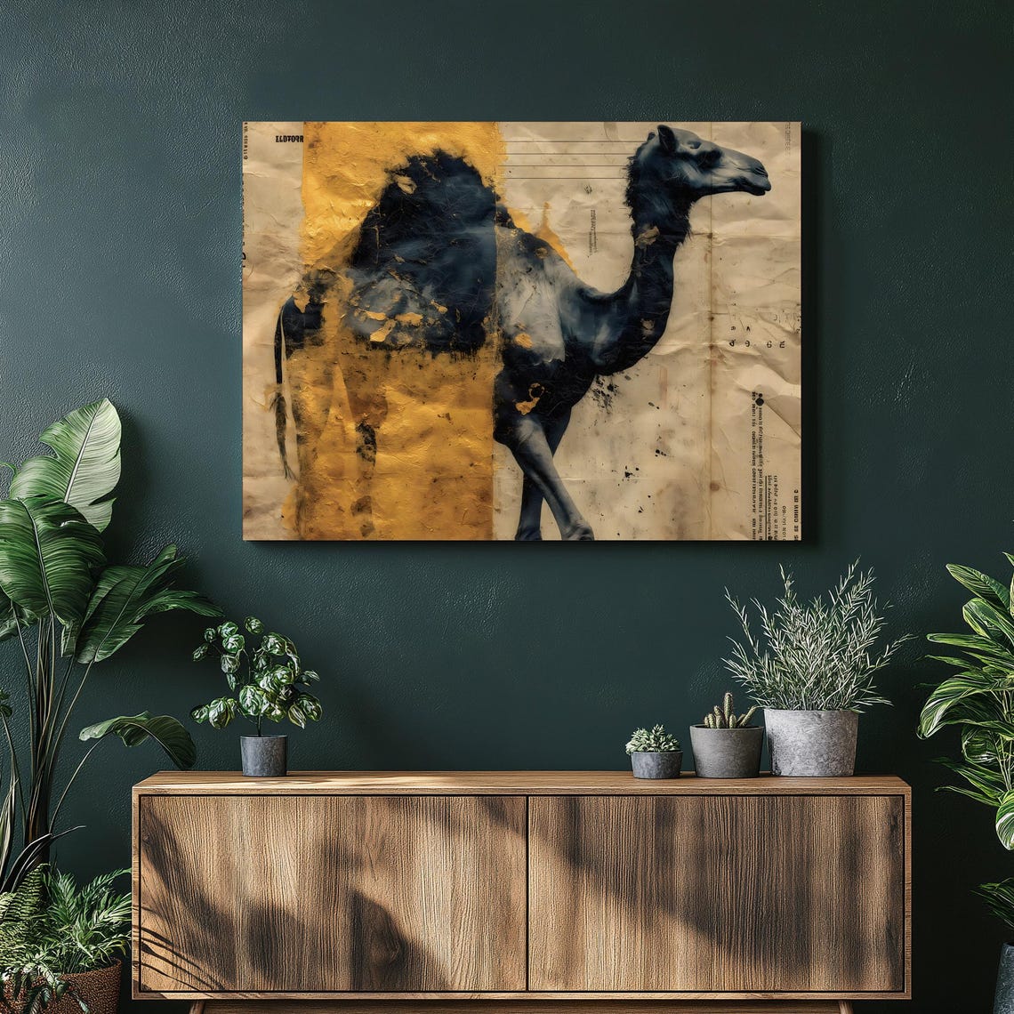 Camel Silhouette Gold Vintage Parchment Desert Animal Poster