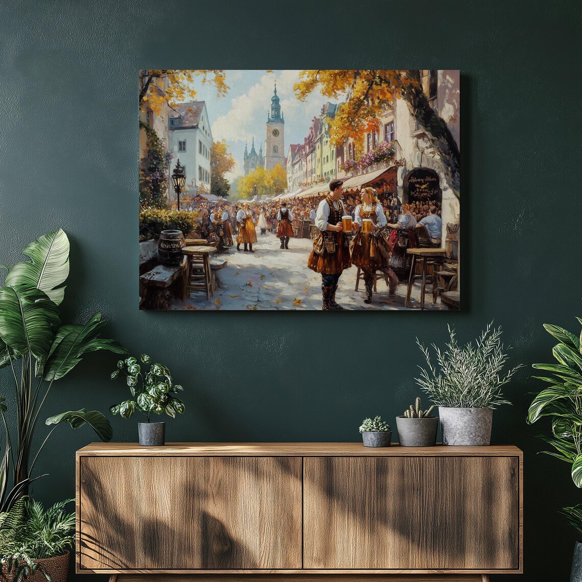 Munich Oktoberfest Beer Garden Festival Bavarian Canvas Wall Art