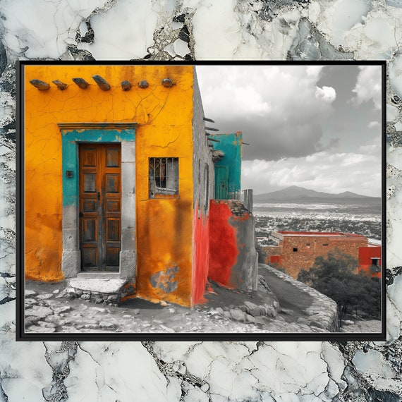 Mexican Landscape Canvas Wall Art Colorful And Grey Artwork For Modern Home Large Print Decor Living Room North America Piece