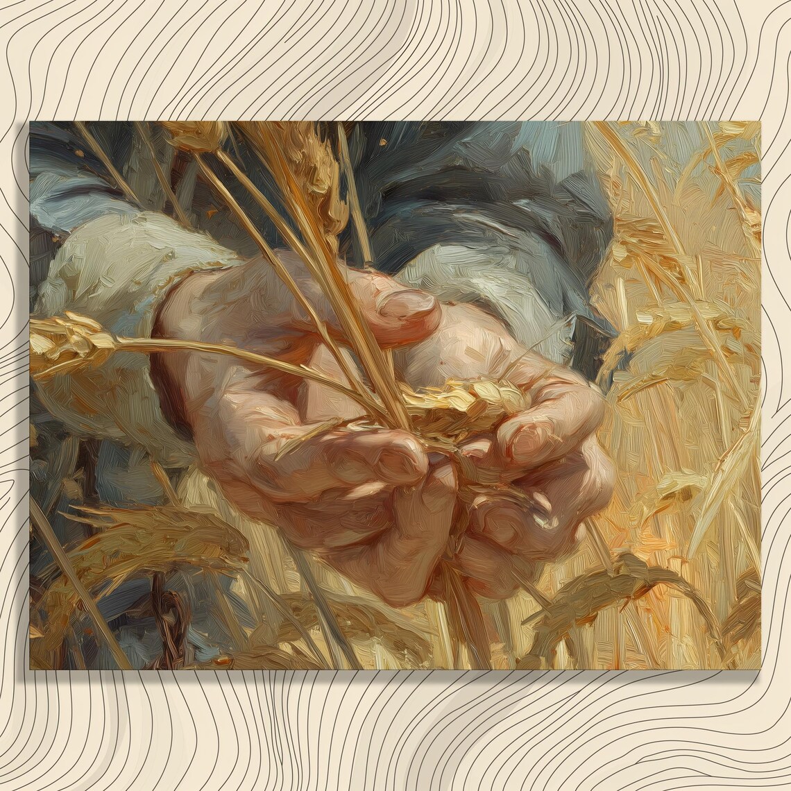 Golden Wheat Harvest Rustic Farmhouse Landscape Art Print