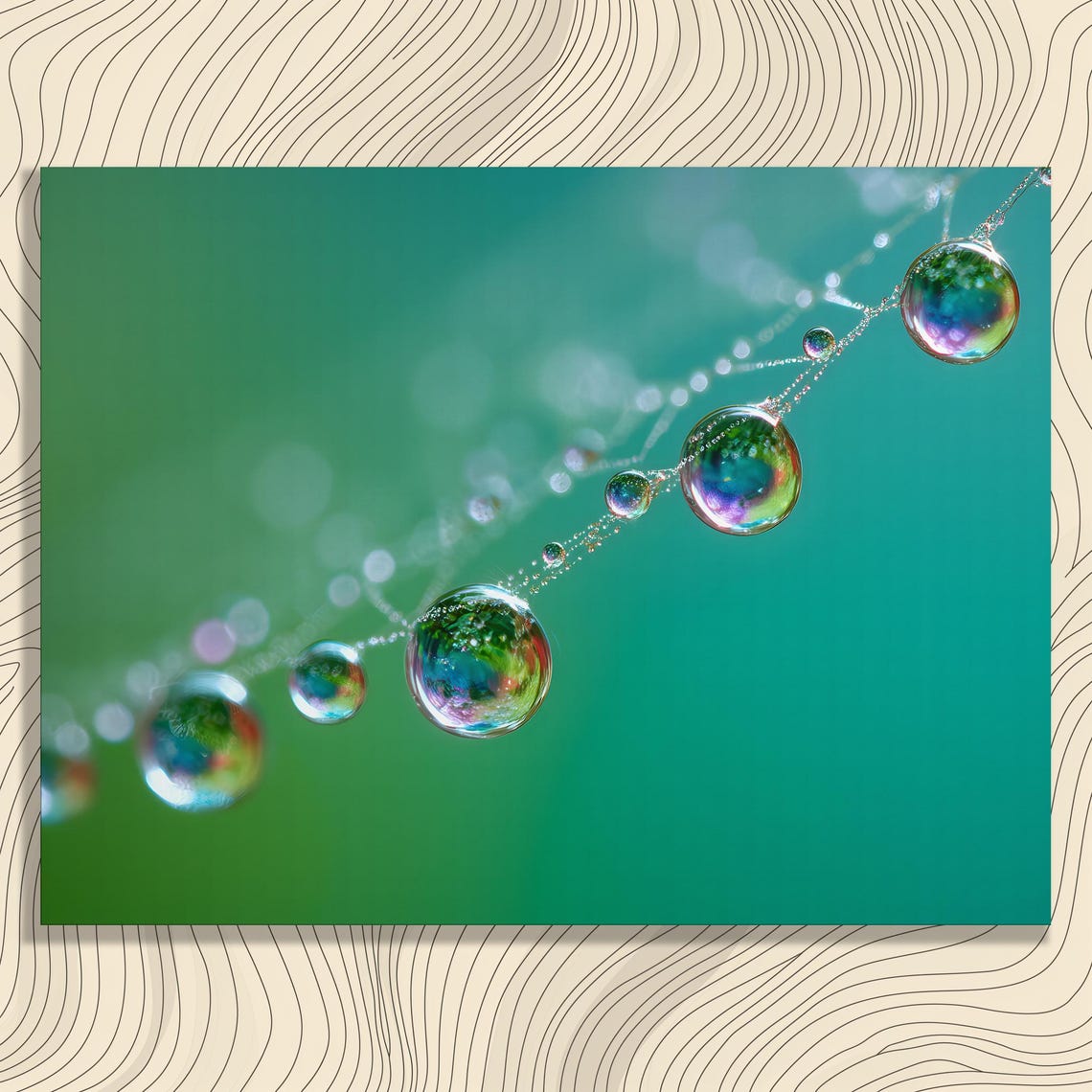 Dewdrop Spider Web Macro Nature Photography Green Bokeh Rain Poster