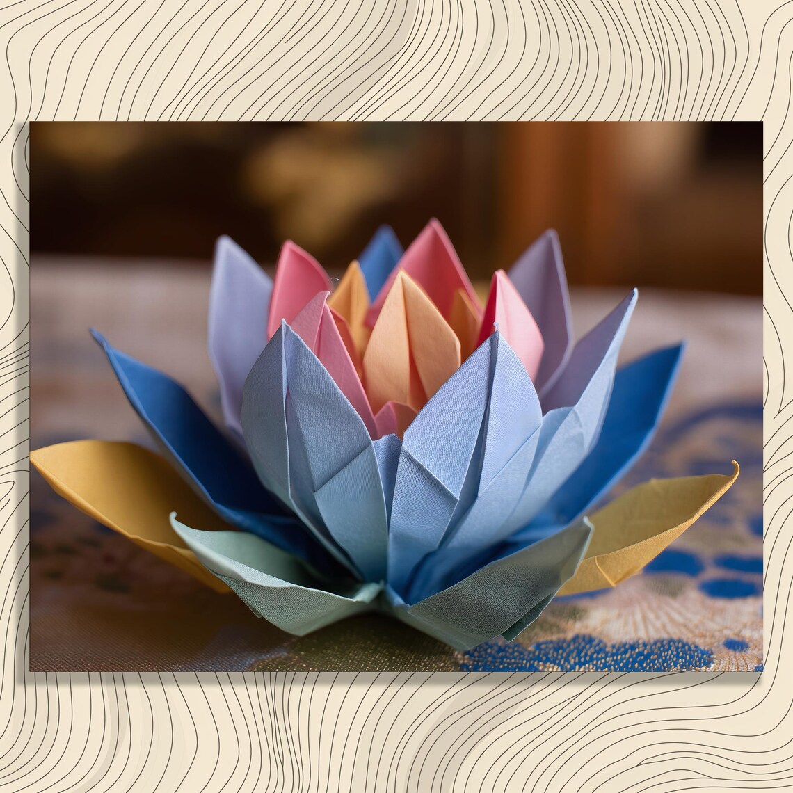 Colorful Origami Lotus Flower Pastel Paper Craft Zen Photo Poster