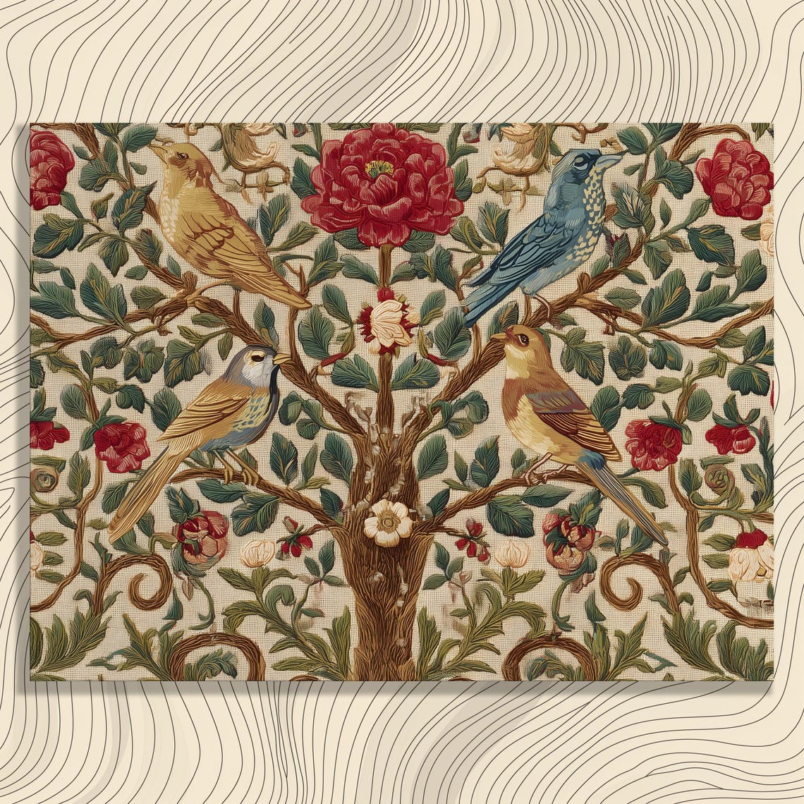Four Birds Flowering Branches William Morris Tapestry Art Poster