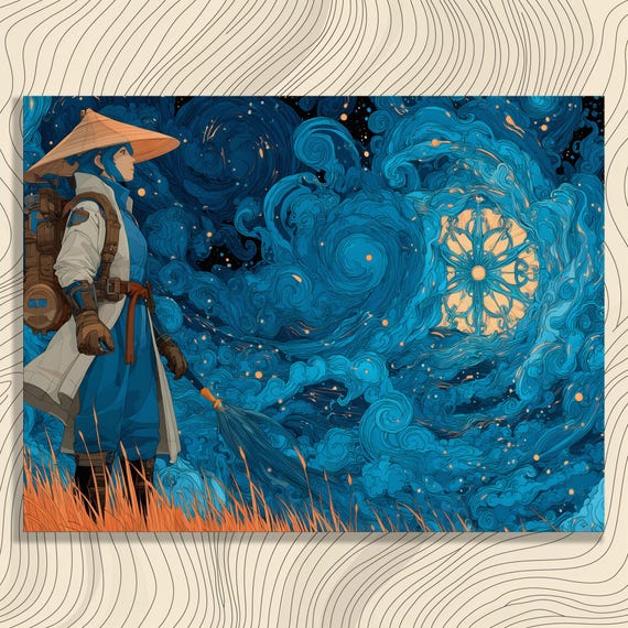 Starry Sky Traveler Canvas Wall Art Modern Print Night Painting Star Gazing Landscape Decor Cosmos Gift For Lovers