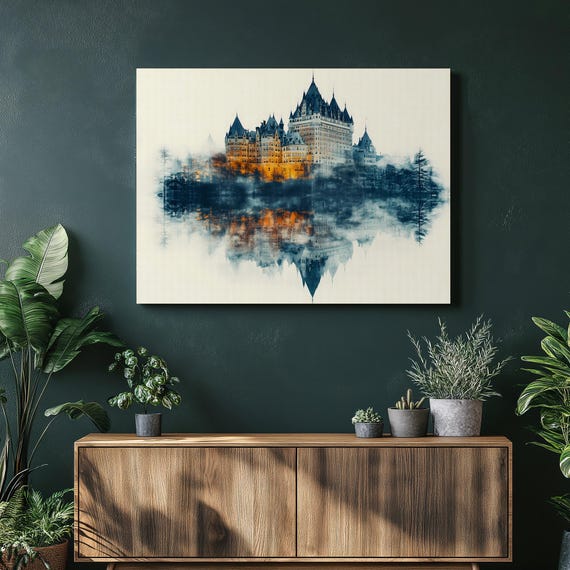 City Castle Canvas Wall Art Grand Hotel Reflection With Misty Skyline