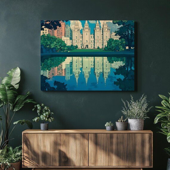Salt Lake Temple Reflection Still Water Canvas Temple Poster