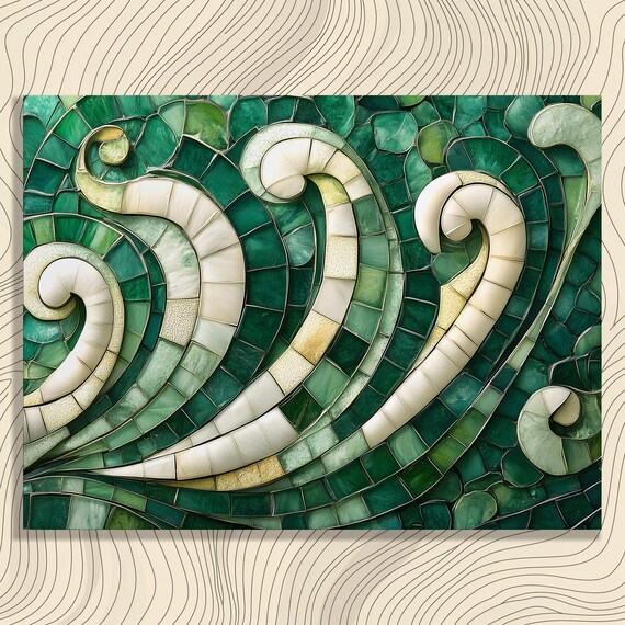 Vibrant Mosaic Canvas Wall Art Organic Curves Natural Texture Earthy Palette Beige Accent Boho Style Home Decor Large Print