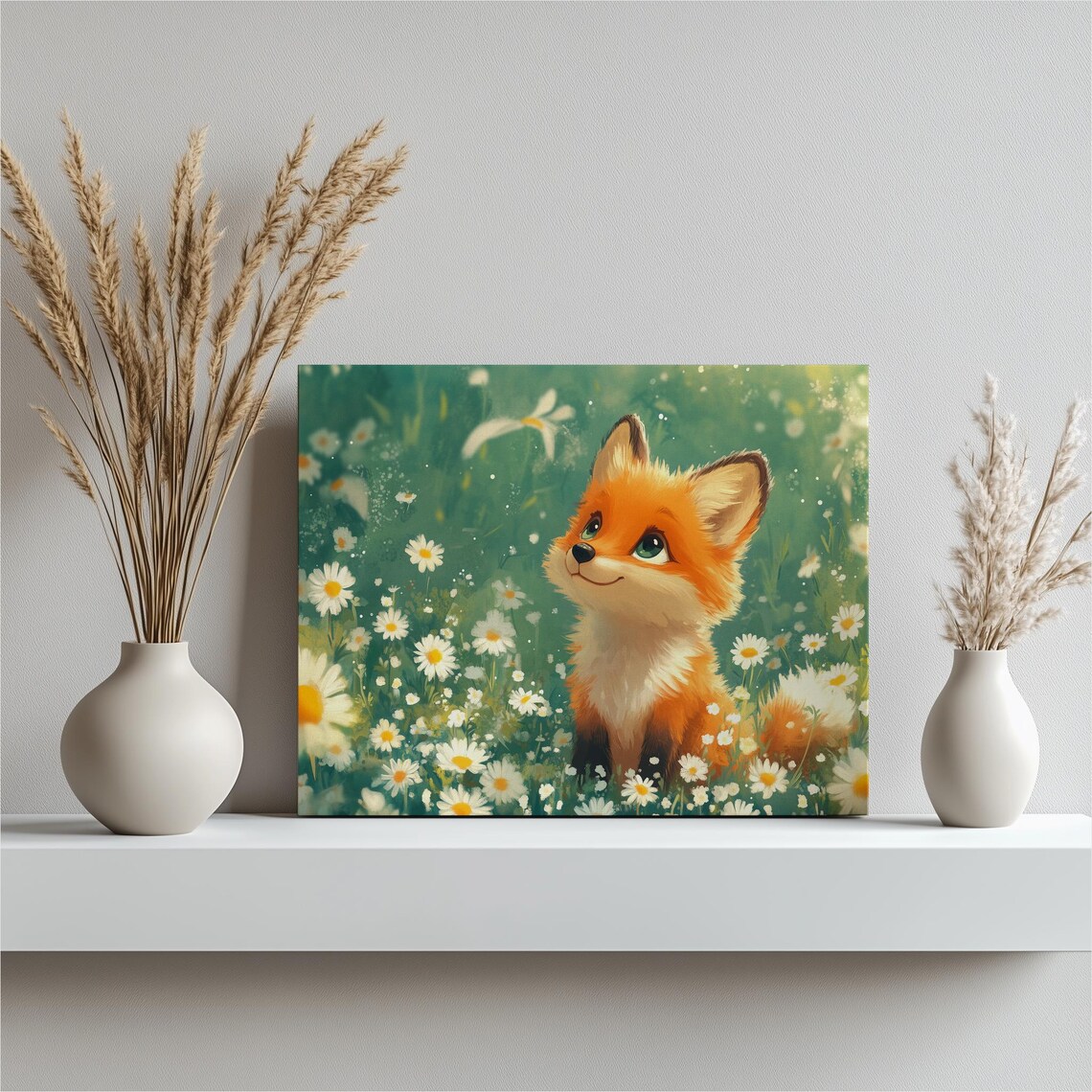 Cute Fox Cub Art Print, Playful Wild Animal Decor