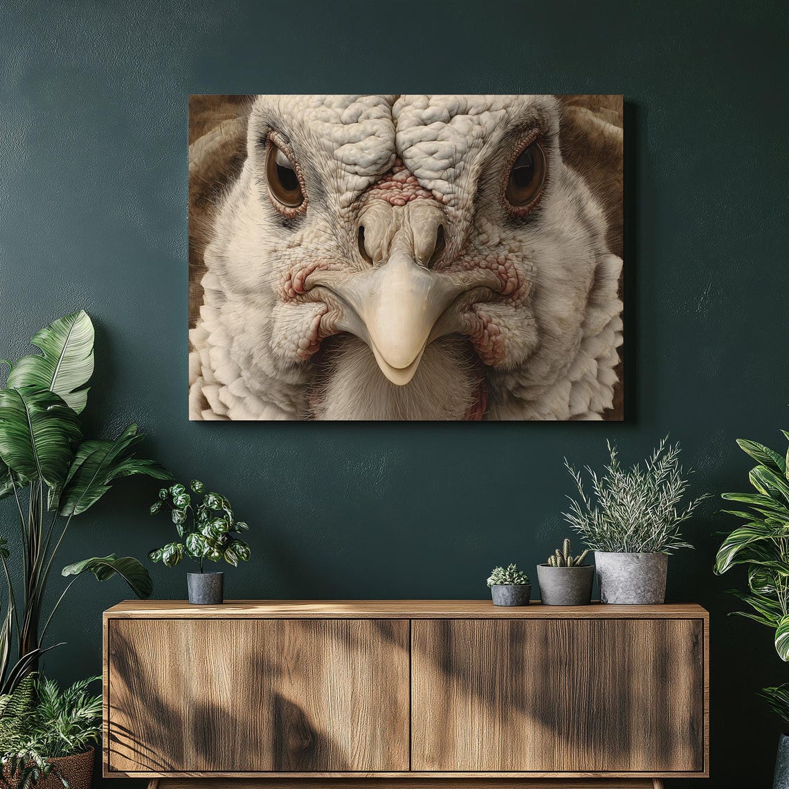 Hyperrealistic White Turkey Portrait Wildlife Farmhouse Style Print